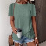 Solid-Color Short-Sleeve Crew-Neck T-Shirt gallery image 1