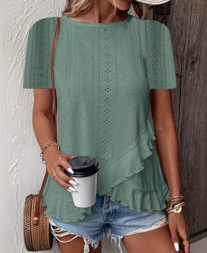 Solid-Color Short-Sleeve Crew-Neck T-Shirt wholesale clothing product