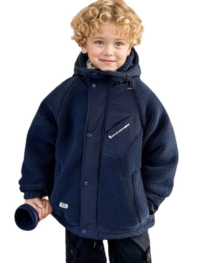 Boys’ padded and thick lamb wool coat wholesale clothing product