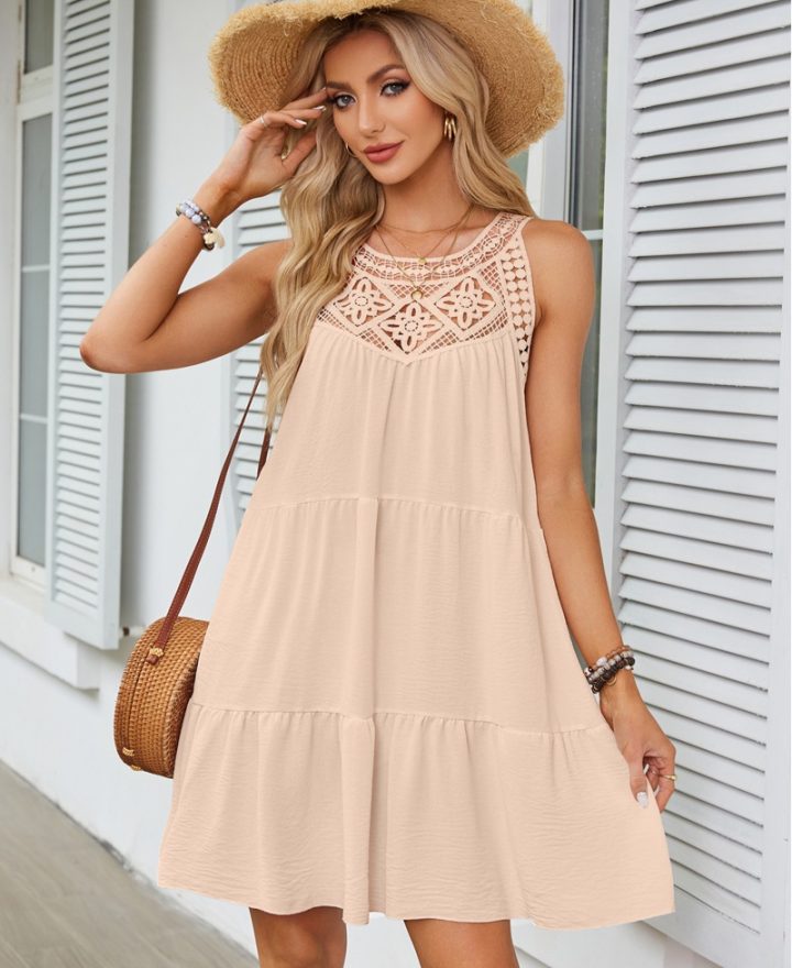 Flared Short-Sleeve Dress wholesale clothing product