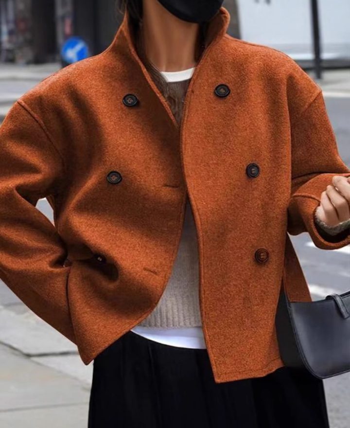 Double-Breasted Solid-Color Wool Coat wholesale clothing product