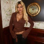 Sexy V-neck lace trim long sleeves gallery image 4