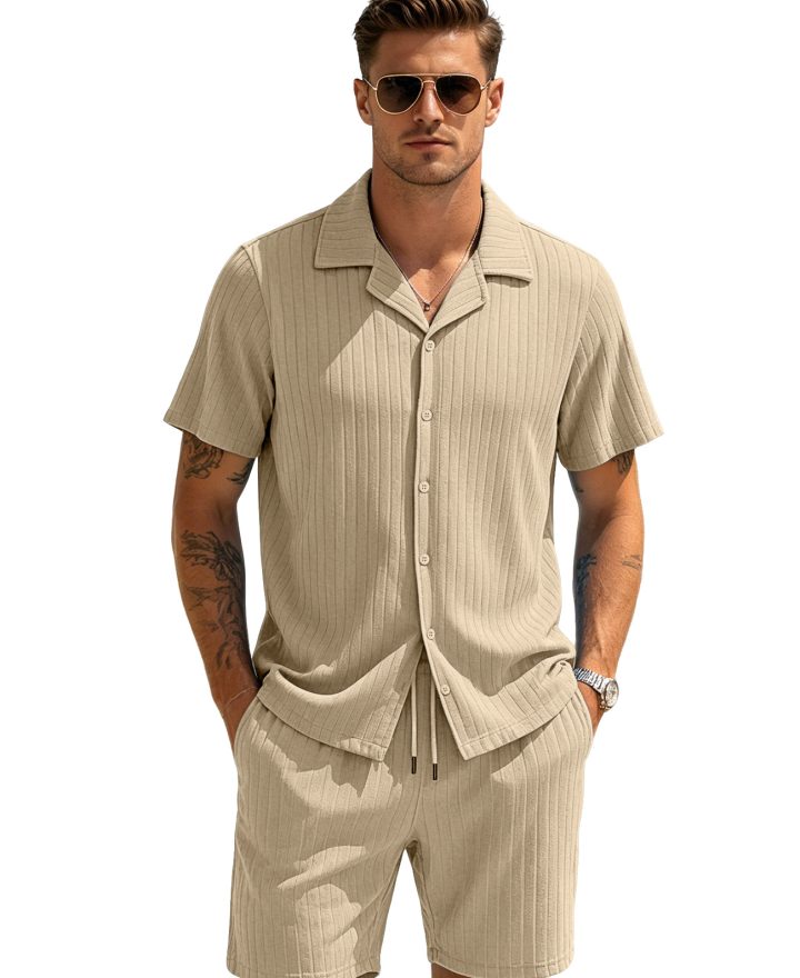 Cardigan, Short-Sleeve Top, and Shorts Set wholesale clothing product